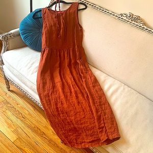 Pyne and Smith Long Sleeveless Dress-Burnt Orange